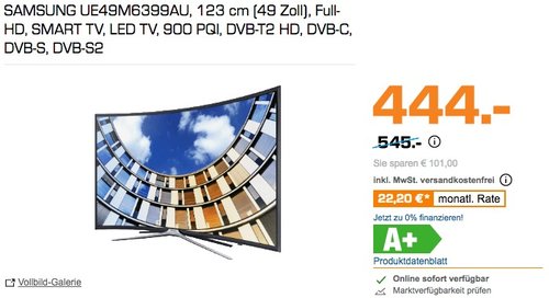SAMSUNG UE49M6399AU 123 cm (49 Zoll) Full-HD Curved TV - jetzt 9% billiger