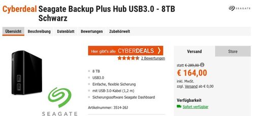 Seagate Backup Plus Hub USB3.0 - 8TB externe Desktop Festplatte - jetzt 7% billiger