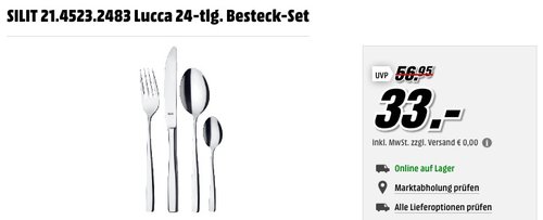 Silit Lucca Besteck-Set 24-teilig - jetzt 12% billiger