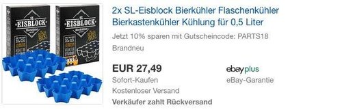2x SL-Eisblock Bierkühler Flaschenkühler Bierkastenkühler Kühlung für 0,5 Liter - jetzt 10% billiger