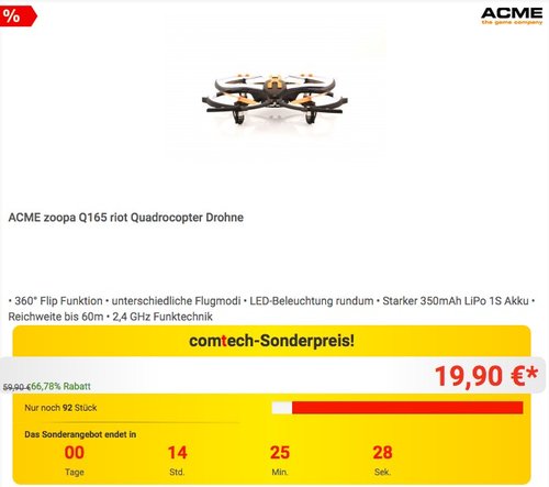 ACME zoopa Q165 riot Quadrocopter Drohne - jetzt 29% billiger
