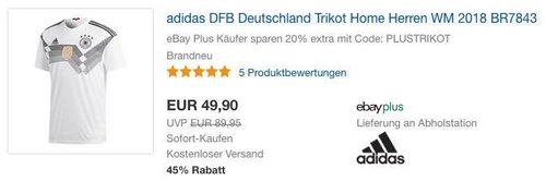 adidas DFB Deutschland Trikot Home Herren WM 2018 BR7843 - jetzt 20% billiger