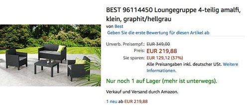 Best Freizeitmöbel Loungegruppe Amalfi 4-teilig - jetzt 26% billiger