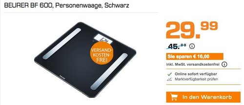 BEURER BF 600 Personenwaage Schwarz - jetzt 20% billiger
