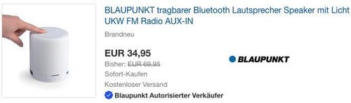 BLAUPUNKT BTL 110 Bluetooth Lautsprecher mit UKW-PLL Radio, LED Ambiente Licht und Freisprechfunktion - jetzt 50% billiger
