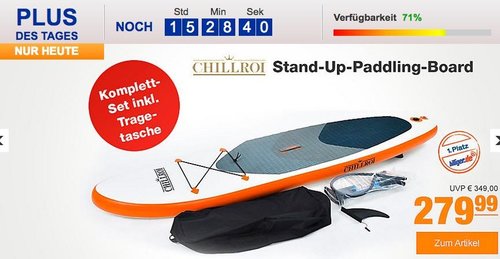 Chillroi Stand-Up-Paddling-Board Komplett-Set inkl. Tragetasche, Länge 297 cm - jetzt 9% billiger Chillroi Stand-Up-Paddling-Board Komplett-Set inkl. Tragetasche, Länge 297 cm - jetzt 9% billiger