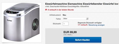 COSTWAY Eiswürfelmaschine - jetzt 29% billiger