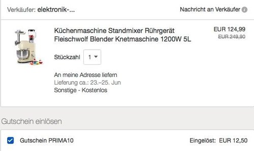 eBay 10% Rabatt auf Klarstein Artikel: Klarstein Lucia Morena Küchenmaschine - jetzt 10% billiger