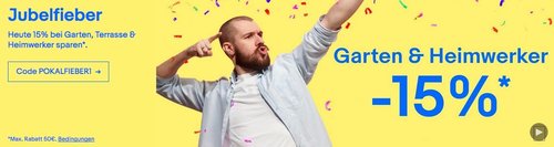 eBay 15% Rabatt (max. 50) auf ausgewählte Heimwerker- , Garten & Terrasse- und Business & Industrie-Artikel:  z.B.  GARDENA Sileno City 500 Mähroboter - jetzt 6% billiger