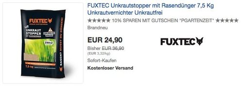 FUXTEC Unkrautstopper mit Rasendünger 7,5 Kg - jetzt 25% billiger