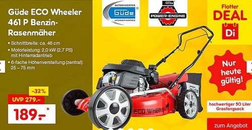 Güde ECO Wheeler 461 P Benzin-Rasenmäher - jetzt 7% billiger Güde ECO Wheeler 461 P Benzin-Rasenmäher - jetzt 7% billiger