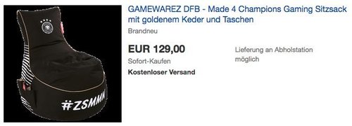 GAMEWAREZ DFB - Made 4 Champions Gaming Sitzsack - jetzt 14% billiger