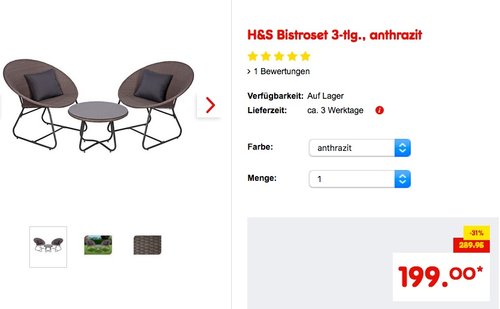 H&S Bistroset 3-tlg - jetzt 7% billiger