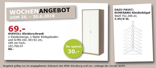 IKEA ASKVOLL Kleiderschrank - jetzt 30% billiger