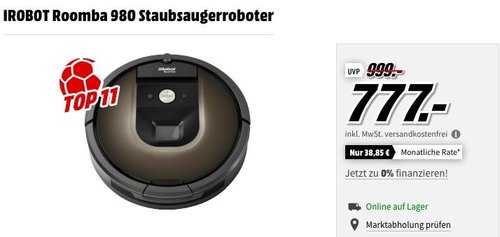 IROBOT Roomba 980 Staubsaugerroboter - jetzt 18% billiger IROBOT Roomba 980 Staubsaugerroboter - jetzt 18% billiger