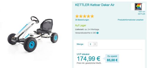 KETTLER Kettcar Dakar Air blau - jetzt 18% billiger