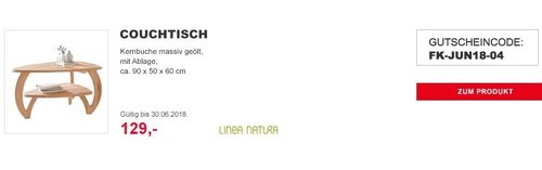 LINEA NATURA Couchtisch aus massivem Kernbuchenholz - jetzt 41% billiger LINEA NATURA Couchtisch aus massivem Kernbuchenholz - jetzt 41% billiger