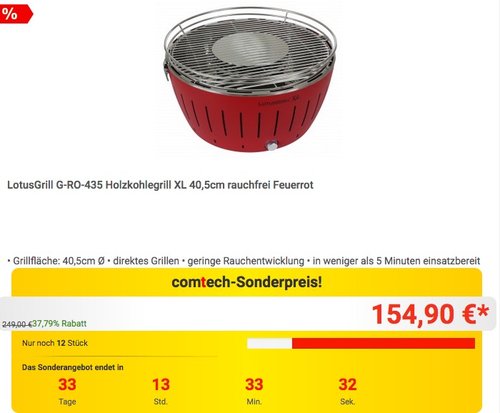 LotusGrill G-RO-435 Holzkohlegrill XL 40,5cm - jetzt 16% billiger LotusGrill G-RO-435 Holzkohlegrill XL 40,5cm - jetzt 16% billiger