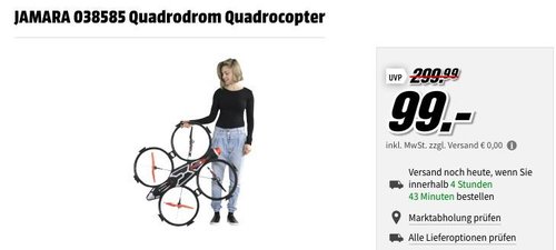 MediaMarkt Drohnen-Aktion: JAMARA 038585 Quadrodrom Quadrocopter - jetzt 39% billiger