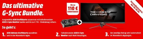 MediaMarkt G-Sync Bundle - Aktion : ASUS PG278QR 27 Zoll WQHD Gaming Monitor + ASUS GeForce® GTX 1070Ti ROG Strix 8GB Gaming Grafikkarte - jetzt 9% billiger