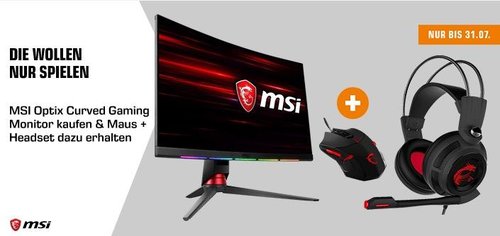 MSI Optix AG32C Curved 31.5 Zoll Full-HD Gaming Monitor inkl.  MSI 956-B907-102 Gaming Pack Bundle Gaming Maus + Gaming Headset gratis dazu - jetzt 20% billiger