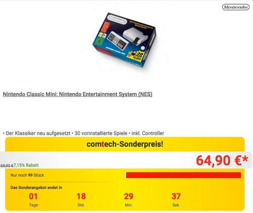 Nintendo Classic Mini: Nintendo Entertainment System (NES) - jetzt 7% billiger Nintendo Classic Mini: Nintendo Entertainment System (NES) - jetzt 7% billiger