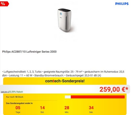 Philips AC2887/10 Luftreiniger - jetzt 9% billiger