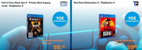 Saturn Vorbesteller-Aktion: Red Dead Redemption 2  und Call of Duty: Black Ops 4 - Private Beta Zugang vorab - jetzt 14% billiger