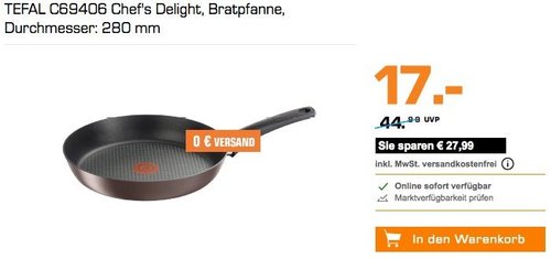 TEFAL C69406 Chef's Delight Bratpfanne mit 28 cm Durchmesser - jetzt 47% billiger
