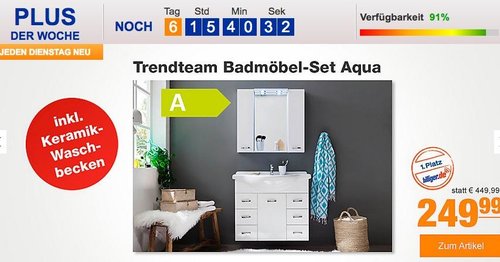 Trendteam Badmöbel-Set Aqua - jetzt 24% billiger Trendteam Badmöbel-Set Aqua - jetzt 24% billiger