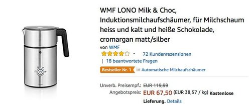 WMF LONO Milk & Choc Induktionsmilchaufschäumer - jetzt 20% billiger