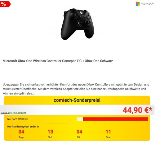 Xbox One Controller + Wireless Adapter für Windows - jetzt 16% billiger Xbox One Controller + Wireless Adapter für Windows - jetzt 16% billiger