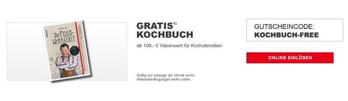 XXXLutz - Aktion: Gratis Kochbuch Die Foodwerkstatt ab 100 für Kochutensilien - jetzt 11% billiger XXXLutz - Aktion: Gratis Kochbuch Die Foodwerkstatt ab 100 für Kochutensilien - jetzt 11% billiger