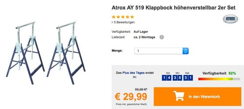 Atrox AY 519 Klappbock höhenverstellbar 2er Set - jetzt 33% billiger