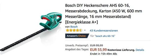 Bosch DIY Heckenschere AHS 60-16 - jetzt 35% billiger