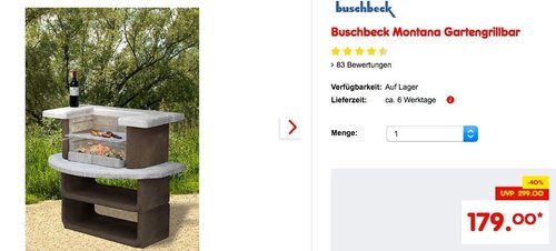 Buschbeck Montana Gartengrillbar - jetzt 8% billiger