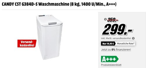 CANDY CST G384D-S Waschmaschine - jetzt 17% billiger