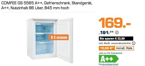 COMFEE GS 5585 A++ Gefrierschrank - jetzt 12% billiger