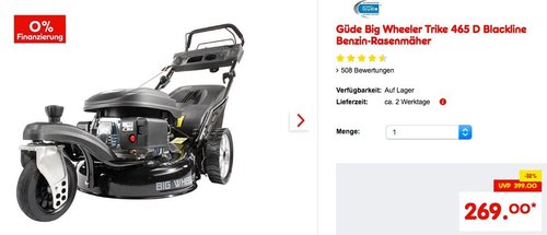Güde Big Wheeler Trike 465 D Blackline Benzin-Rasenmäher - jetzt 18% billiger