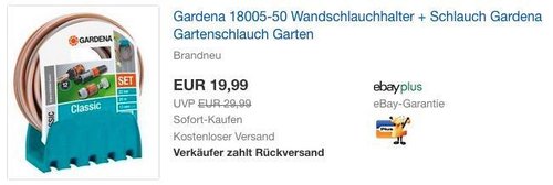 Gardena 18005-50 Wandschlauchhalter + 20 m Schlauch - jetzt 39% billiger