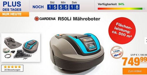 Gardena R50Li Mähroboter bis zu max. 500 m² - jetzt 10% billiger Gardena R50Li Mähroboter bis zu max. 500 m² - jetzt 10% billiger