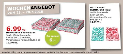 IKEA Würzburg HEMMAFEST Bodenkissen - jetzt 46% billiger