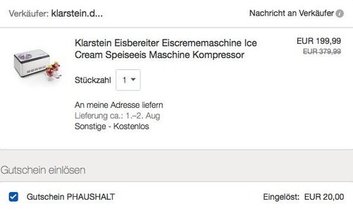 Klarstein Dolce Bacio Eiscremebereiter - jetzt 10% billiger