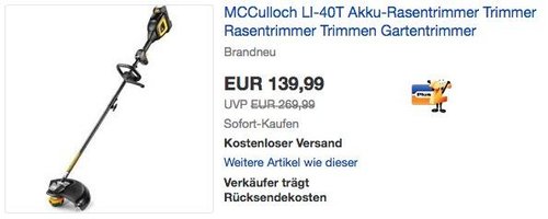 McCulloch Akku-Trimmer Li-40T - jetzt 40% billiger
