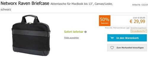 Networx Raven Briefcase Aktentasche für MacBook bis 13", Canvas/Leder Networx Raven Briefcase Aktentasche für MacBook bis 13", Canvas/Leder