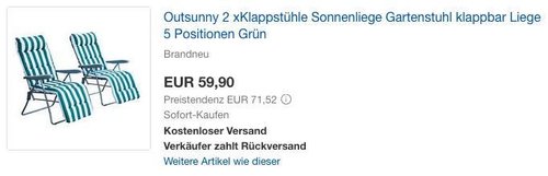 Outsunny 2 x Klappstühle - jetzt 18% billiger Outsunny 2 x Klappstühle - jetzt 18% billiger