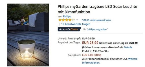 Philips myGarden LED Solar Leuchte - jetzt 20% billiger