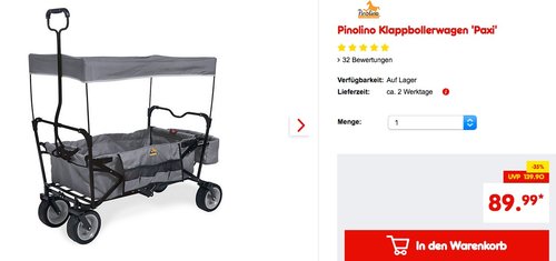 Pinolino Klappbollerwagen Paxi, grau - jetzt 10% billiger