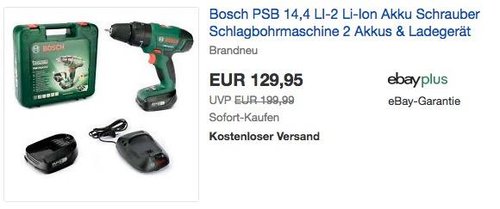 Schlagbohrmaschine PSB 14,4 LI Akku-Schlagbohrschrauber 2, 2 Akkus und Ladegerät - jetzt 13% billiger