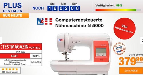 W6 Nähmaschine N 5000 mit 323 Programmen - jetzt 13% billiger